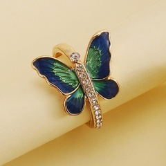 Mode Ornament Öl Tropft Schmetterling Legierung Strass Ring