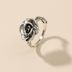 Fashion Vintage Carved Antique Silver Rose Alloy Ring