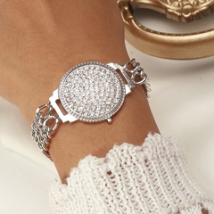 Fashion Ornament Rhinestone Full Diamond Watch Shape Alloy Bracelet