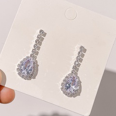 Fashion Ornament Crystal Water Drop Zircon Glass Alloy Earrings