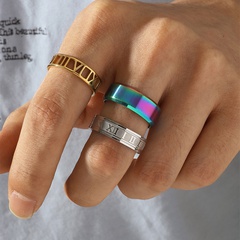 Men's Fashion colorful Stainless Steel Roman Numeral Ring Set