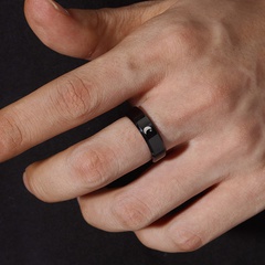 Men's Simple Fashion Stainless Steel Moon patttern Ring