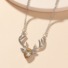 Moda Diamante de imitación cristal cabeza de ciervo colgante collar de aleación