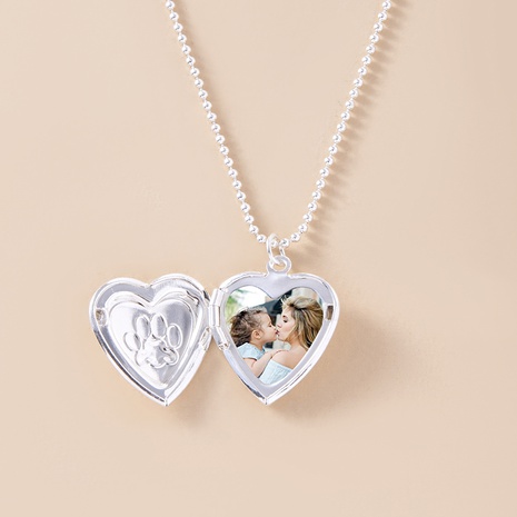 Mode coeur photo boîte pendentif ouvrable alliage collier's discount tags