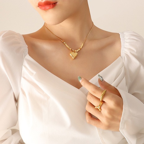 2022 New Fashion heart pendant Snake Bones Chain titanium steel Necklace's discount tags
