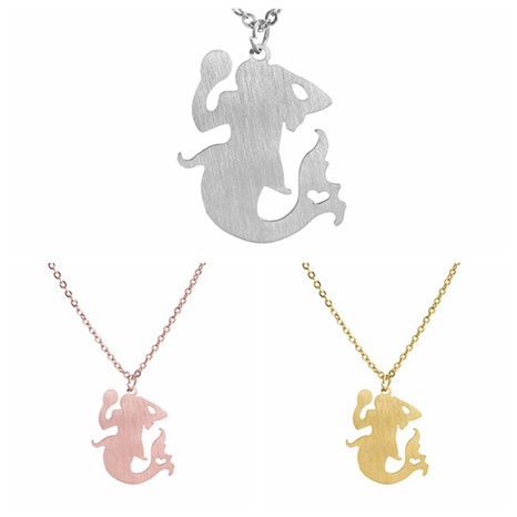fashion Mermaid shape pendant stainless steel Necklace's discount tags