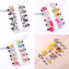Summer Ins Acrylic Cute Panda Barrettes 10-Piece Cartoon Fruit Butterfly Rainbow Flower Girl Side Clip