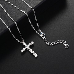 simple style Rhinestone Cross pendant alloy Necklace