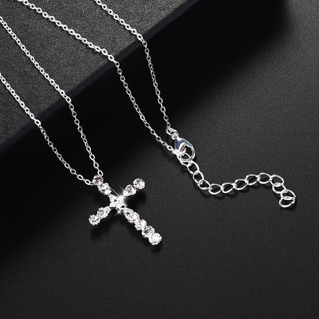 simple style Rhinestone Cross pendant alloy Necklace's discount tags