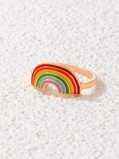Fashion Jewelry Colorful Dripping Oil Rainbow Alloy Ring