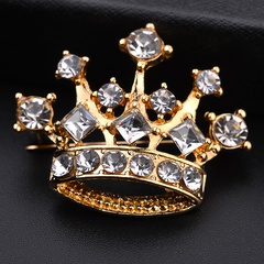 Broche de aleación de corona de diamantes de imitación de cristal de adorno de moda