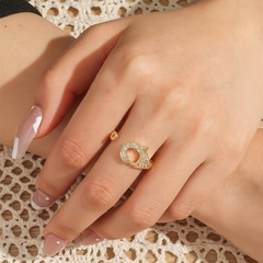 Moda creativa circonio langosta hebilla forma cobre abierto anillo