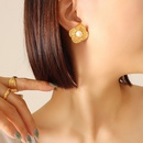 Fashion Irregular Geometric Imitation Pearl Flower Earrings Titanium Steelpicture4
