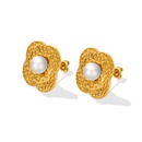 Fashion Irregular Geometric Imitation Pearl Flower Earrings Titanium Steelpicture2
