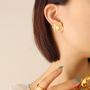 Fashion Irregular Geometric Imitation Pearl Flower Earrings Titanium Steelpicture3