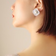 Fashion Irregular Geometric Imitation Pearl Flower Earrings Titanium Steelpicture5