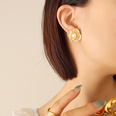 Fashion Irregular Geometric Imitation Pearl Flower Earrings Titanium Steelpicture6