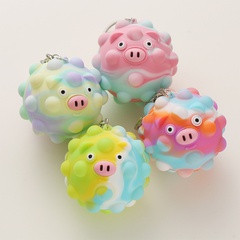 Silicone 3D Stress Relief Squeeze Ball Cute Pig Pattern Keychain Pressure Relief Toy