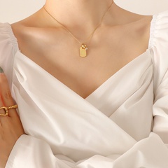 Fashion Cross Chain Zircon square Pendant Titanium Steel 18K Gold-plated Necklace