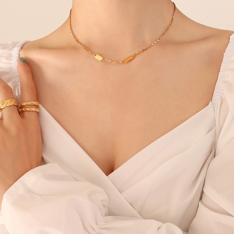Mode Glück Doppel Marke Schlüsselbein Halskette frauen Schmuck Titan Stahl Vergoldet 18K Reales Gold's discount tags