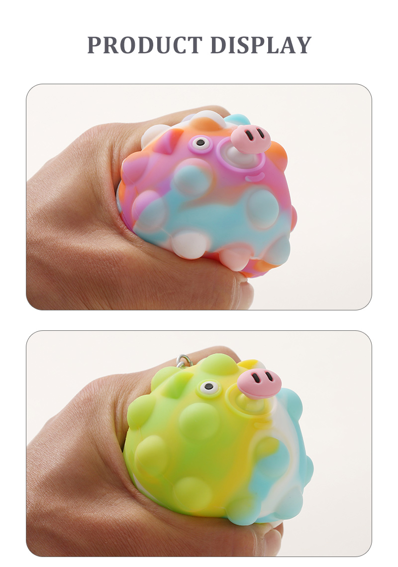 Silikon 3D Stress Relief Squeeze Ball Nettes Schwein Muster Keychain Druck Relief Spielzeugpicture4