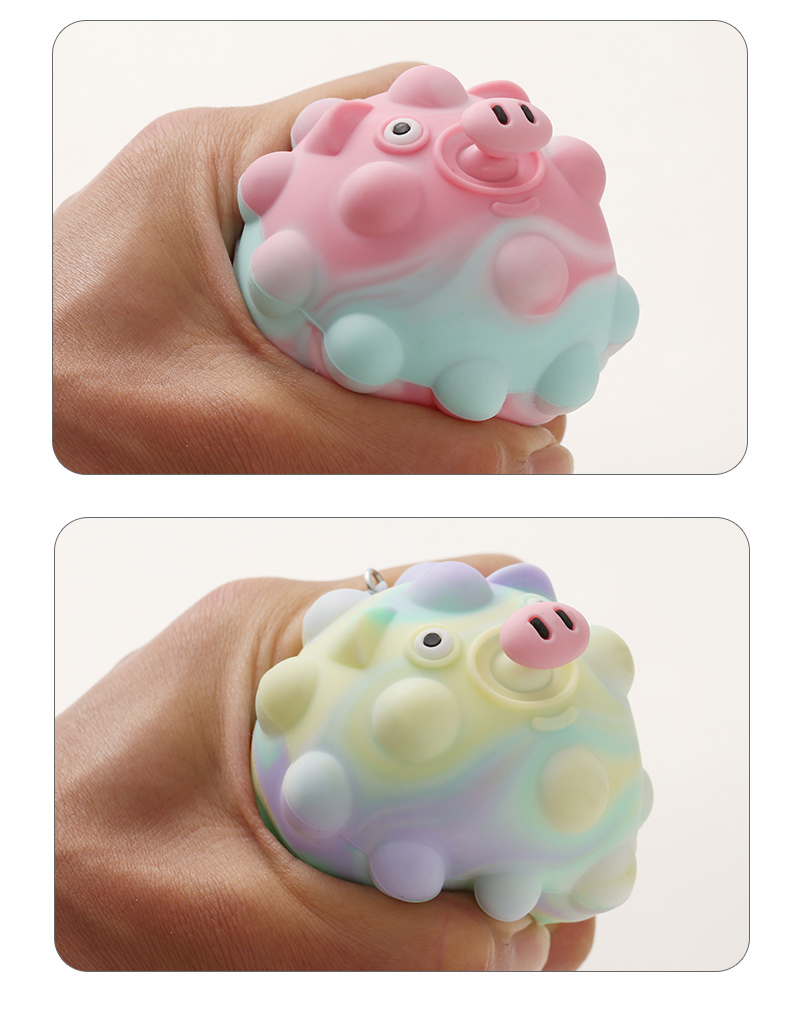 Silikon 3D Stress Relief Squeeze Ball Nettes Schwein Muster Keychain Druck Relief Spielzeugpicture5