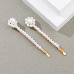 simple style long Pearl beads Side Clip Hairpin Wholesale