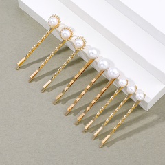 simple style golden pearl hair clip Side Clip 9-Piece Set