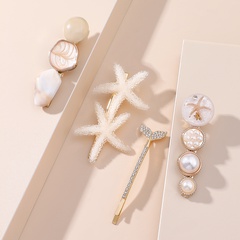 2022 New Style Simple Starfish Pearl Mermaid Tail Hairpin set
