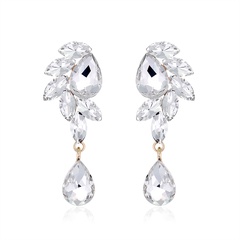Fashion Water Drop Long Crystal Glass Full Diamond Earrings Alloy