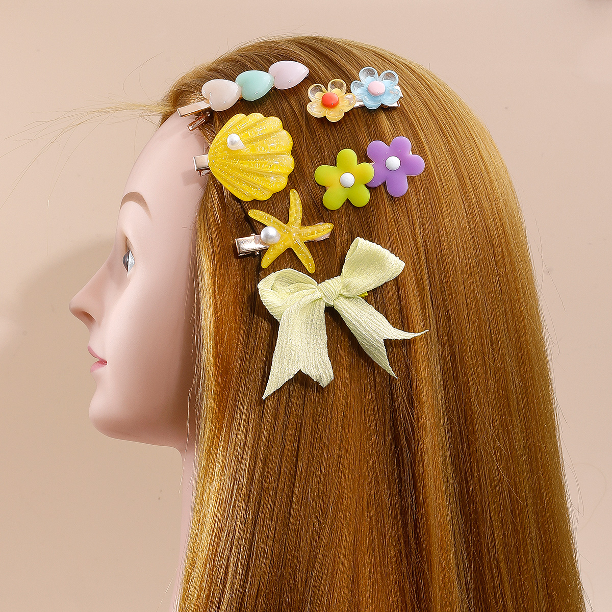 Cartoon Shell Bow flower butterfly shape Childrens hair Clip hairpin setpicture4