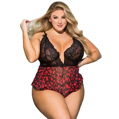 Sexy Lingerie plus Size Sexy Polka Dot V-neck Lace Sexy Jumpsuit