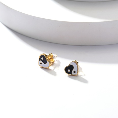 Fashion Titanium Steel Simple Tai Chi Heart-Shaped Stud Earrings's discount tags