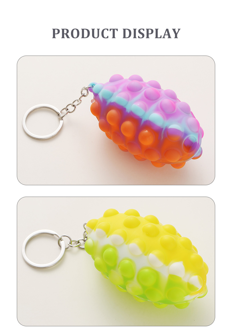 Kreative Nette Bunte Rugby Silikon Stress Relief Squeeze Ball Keychain Spielzeugpicture4