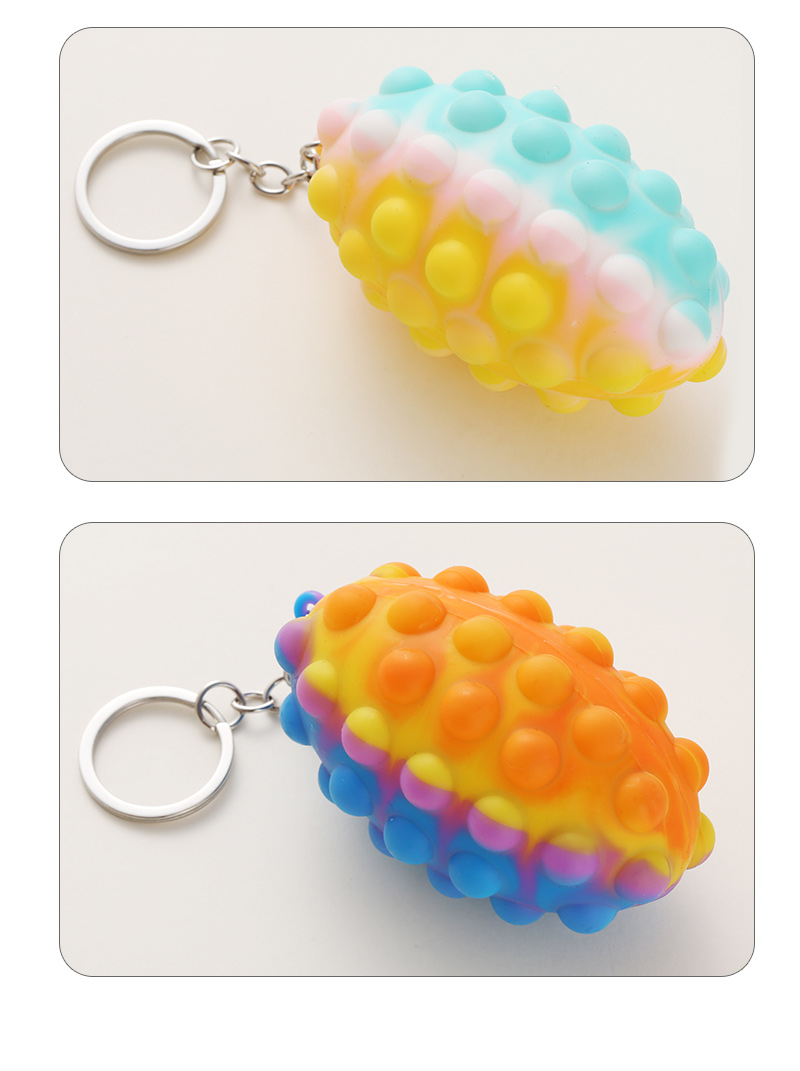 Kreative Nette Bunte Rugby Silikon Stress Relief Squeeze Ball Keychain Spielzeugpicture5