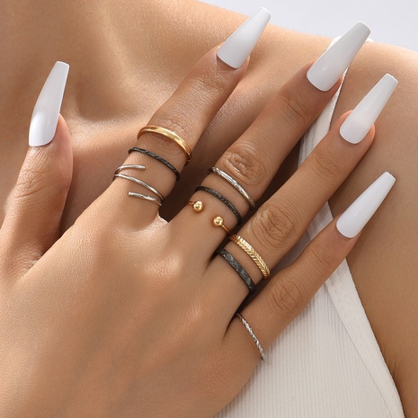 Creative simple glossy circle geometric alloy ring 9 pieces set's discount tags
