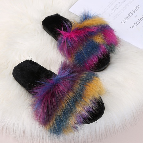 New Fashion Fur Hyoma Women's Outer Wear Home Indoor Slippers Women's Slippers's discount tags