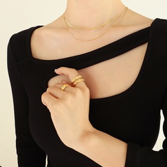 Simple Double-Layer Blade Necklace Women Metal Clavicle Chain