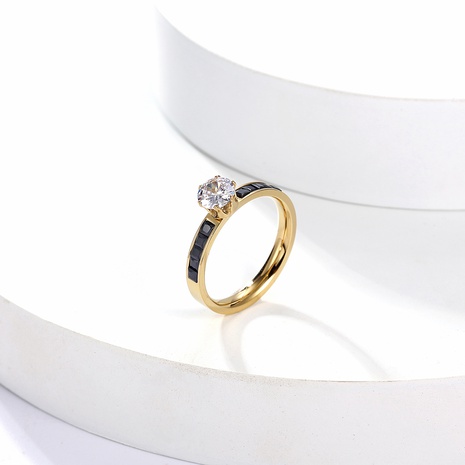 2022 nuevo anillo de diamante con incrustaciones de acero inoxidable de moda's discount tags