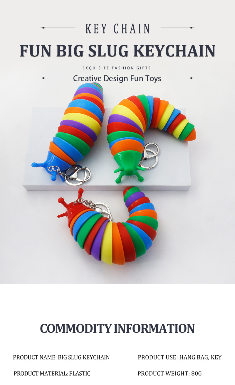 Kreative Nette Kunststoff Peristaltische Slug Keychain kinder Stress Relief Spielzeugpicture1