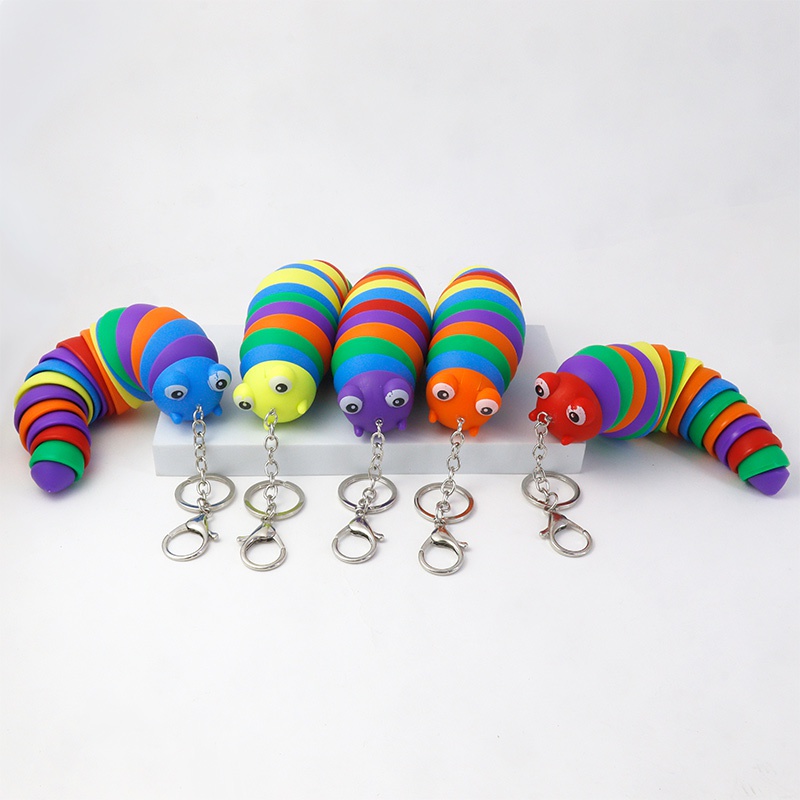 Kreative Nette Kunststoff Caterpillar Keychain kinder Stress Relief Spielzeug