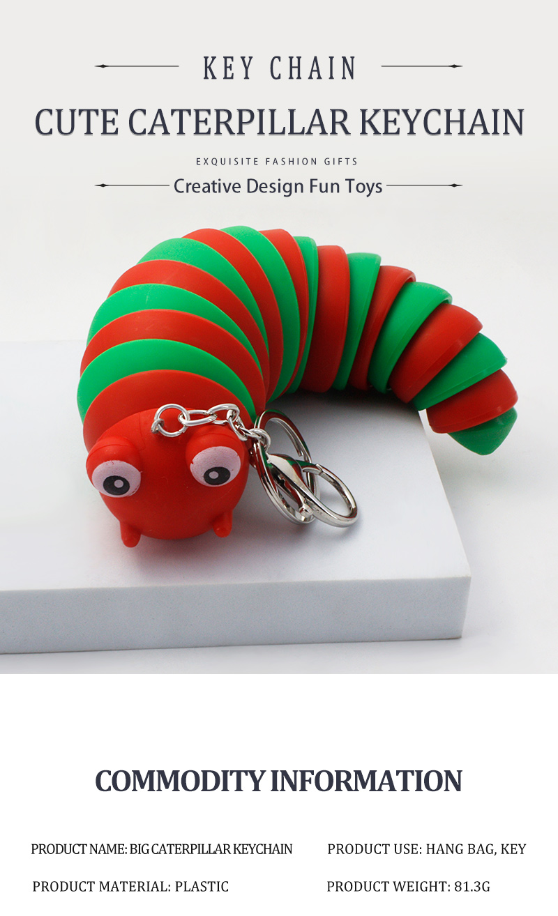 Kreative Nette Kunststoff Caterpillar Keychain kinder Stress Relief Spielzeugpicture1