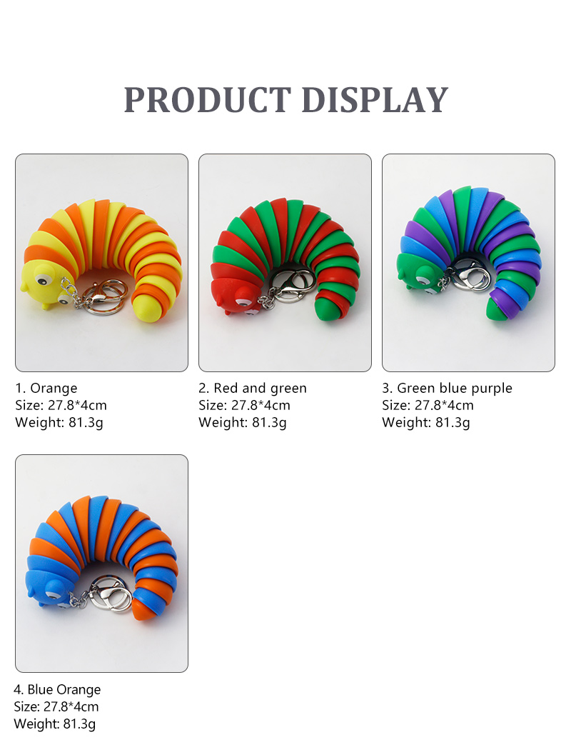 Kreative Nette Kunststoff Caterpillar Keychain kinder Stress Relief Spielzeugpicture3