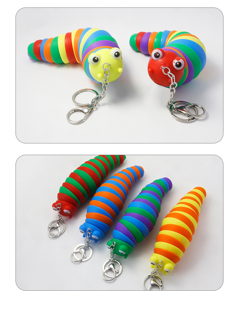 Kreative Nette Kunststoff Caterpillar Keychain kinder Stress Relief Spielzeugpicture5