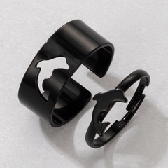 Creative Punk Style Hollow dolphin alloy adjustable Couple Ring