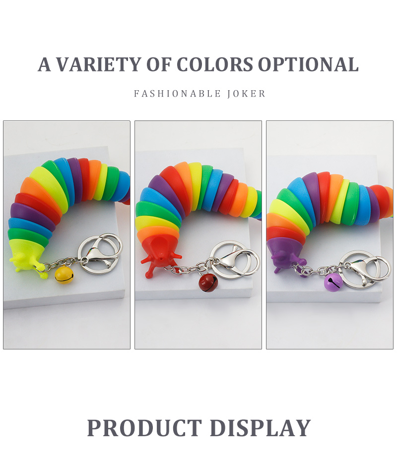 Creative Cute Colorful Peristaltic Slug Keychain Childrens Stress Relief Fun Toypicture3