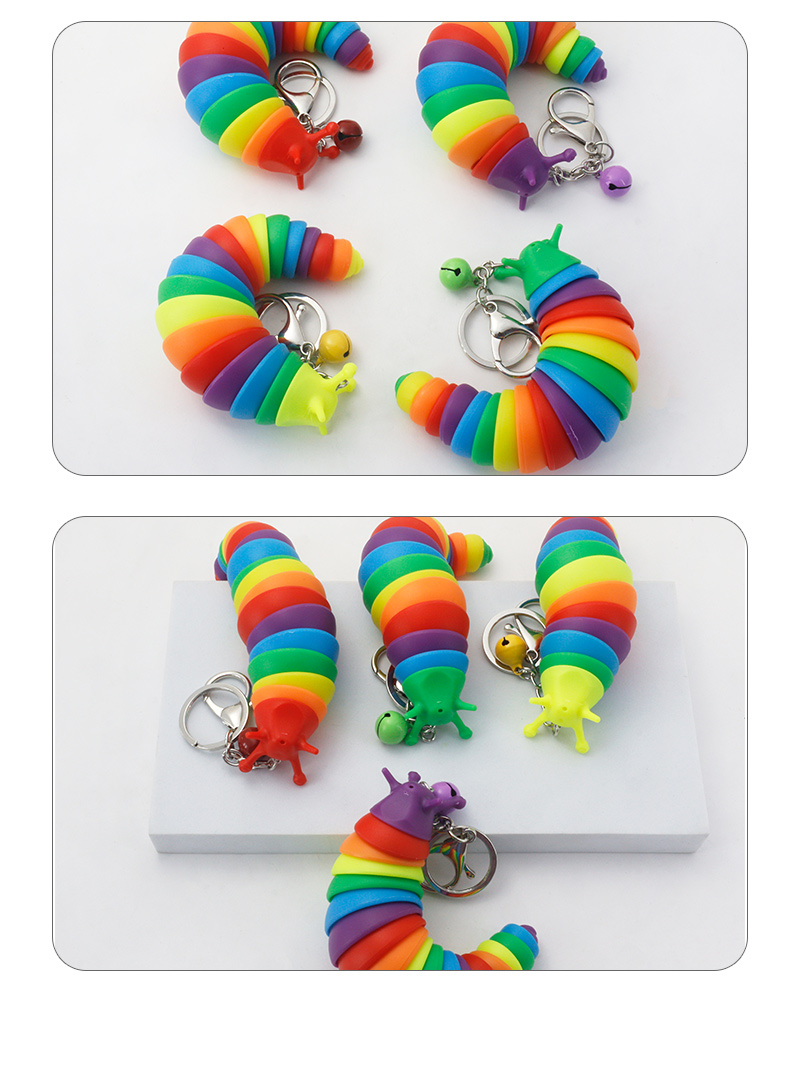 Creative Cute Colorful Peristaltic Slug Keychain Childrens Stress Relief Fun Toypicture5