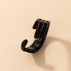 Mode Einfache Palm Umarmung schwarz legierung offenen Ring