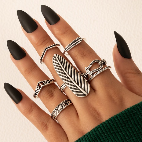 Vintage Feather Geometric Hollow Ring Six Pieces Set's discount tags