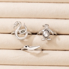 cute Animal Penguin Snake Bird Ring Three-Piece Set